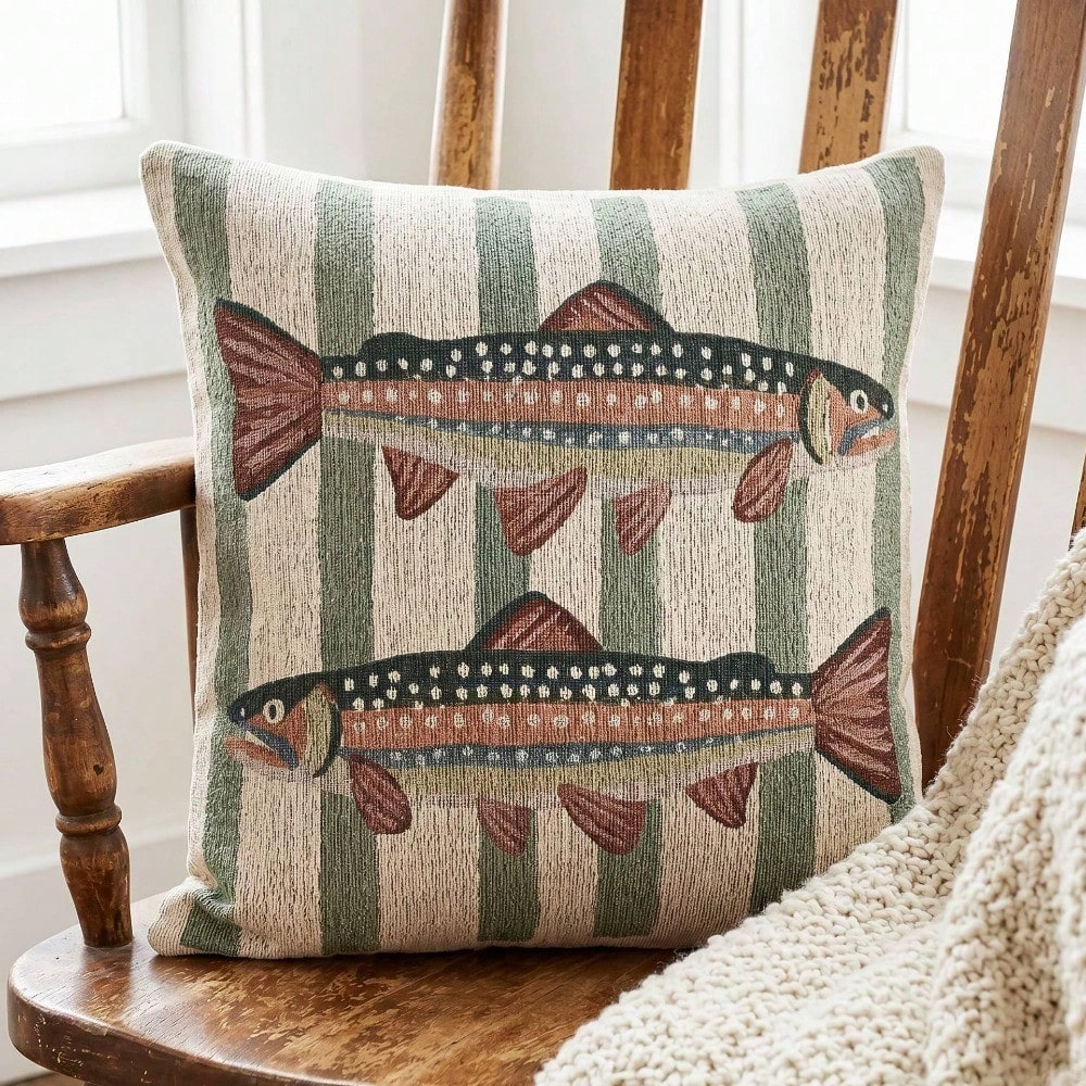 Pillow Insert 18X18 - Cojín decorativo con diseño de trucha
