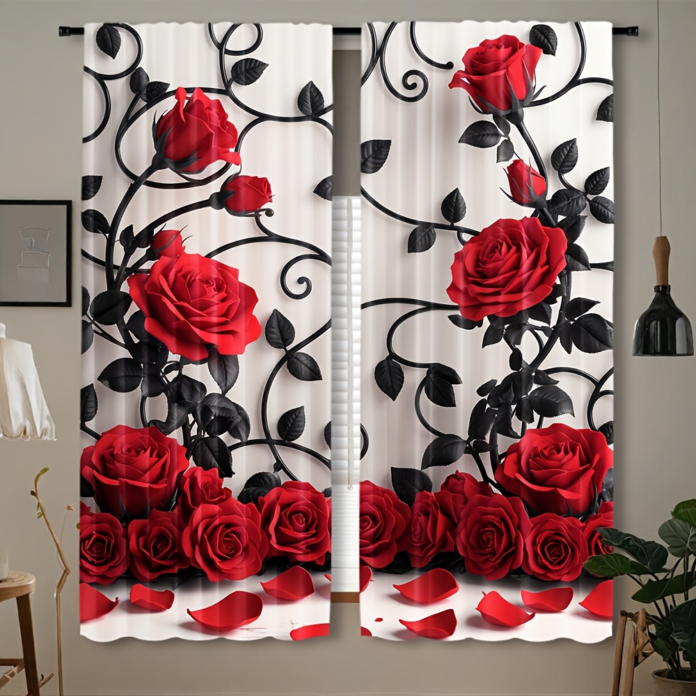 Home Textiles Luxury Curtains - Cortinas de Lujo con Estampado Floral