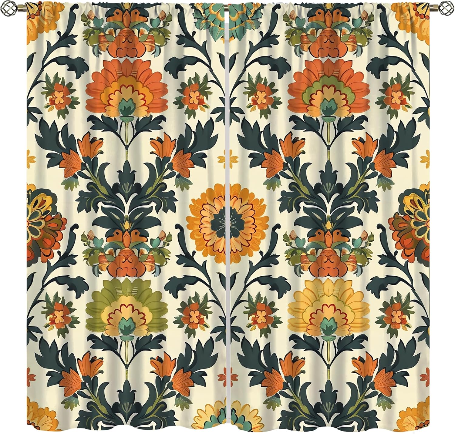 Home Textiles Luxury Curtains - Cortinas de Lujo con Estampado Floral,