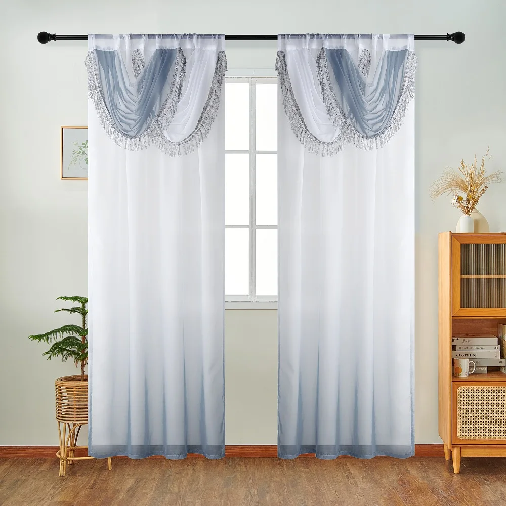 NAPEARL-cortina azul con cabez - Home Textiles Luxury Curtains reseña y precio